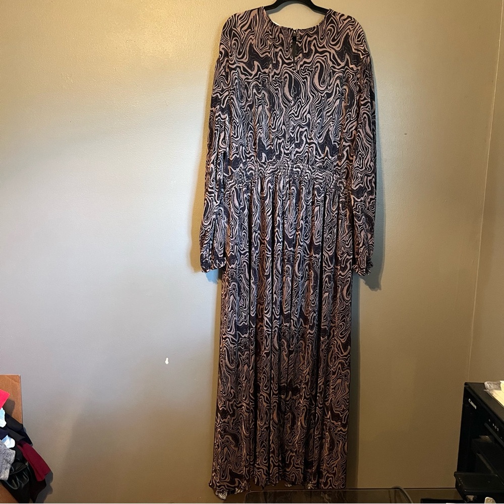 NWT Nina Parker 3X Womens Black Swirl Plus Keyhole Pleated Maxi Dress Ret $129! - Picture 14 of 16